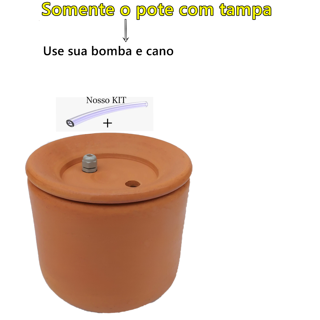 Pote com tampa - Bebedouro Fonte Gato Cerâmica - Adaptar em outro Bebedouro