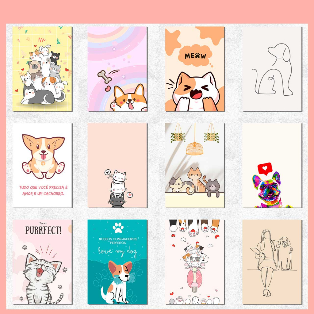 Quadro Decorativo Gato Desenho Animes Kawaii Tumblr