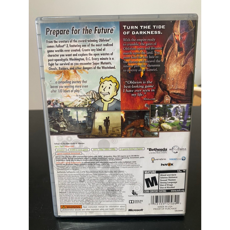 Fallout 3 & Oblivion Double Pack Xbox 360 - Original Usado Fallout 3 & Oblivion Double Pack Xbox 360 - Original Usado