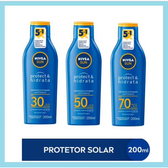 Protetor Solar Nivea Sun Protect & Hidrata FPS30/50/70 - 100/200ml