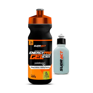 Energy pro Gel Black Squeeze 480g Sudract + Mini Squeeze 100ml - Gel Carboidrato - Gel com cafeína - Gel Energético - Repositor Energético - Rende 16 doses