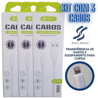 Kit com 3 cabos de carregamento e dados - marca Sumexr - para Iphones e Ipads