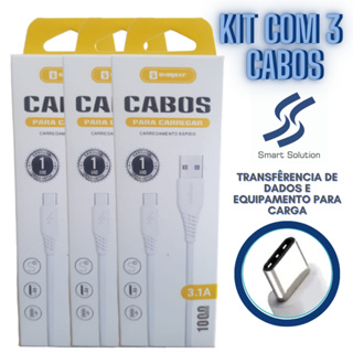 Kit com 3 cabos de carregamento e dados - marca Sumexr - tipo-C