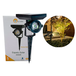 Luminária Solar para Jardim Espeto Spot LED a Prova D'agua Branco Quente 3000k