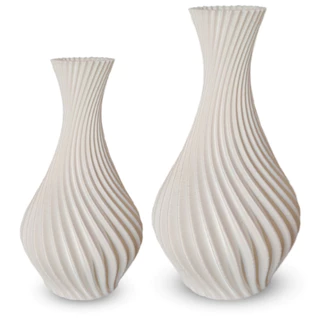 Kit 2 Vasos em Spiral Super Elegante Para Flores 15cm e 20cm Branco.