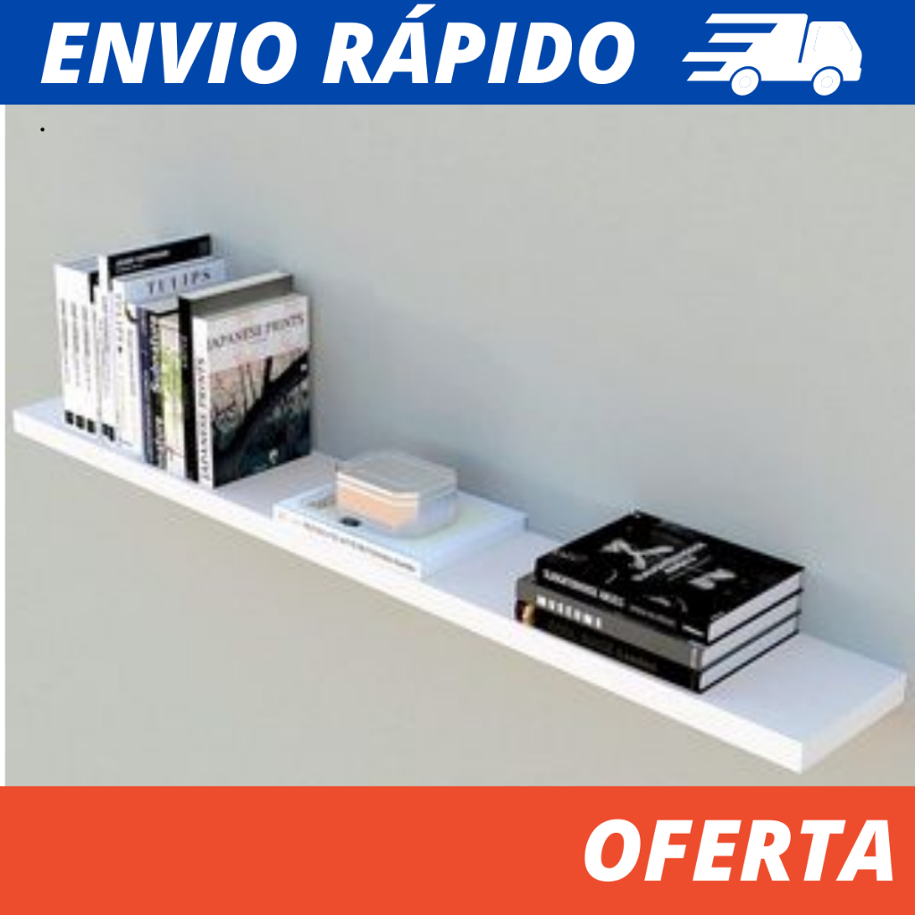 Prateleira 1 metro mdf 15mm decoração sala quarto cozinha reta Branca ...