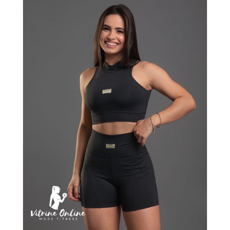 Conjunto Short + Top Cropped Com Bojo Em Poliamida Nk Racy / Moda Feminina  Fitness Academia Premium