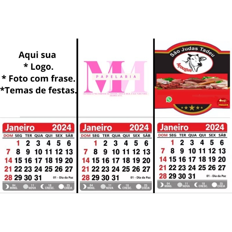 calendario 2024. pct com 100. Shopee Brasil