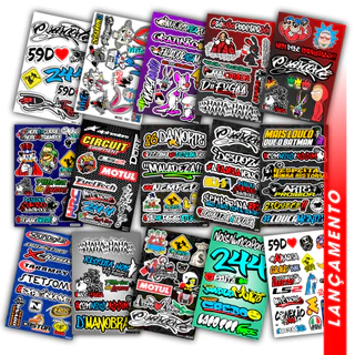 Cartela de Adesivos impreshow - Moto Carro Bike Caminhão coelho 244 grau capacete | Varios Modelos