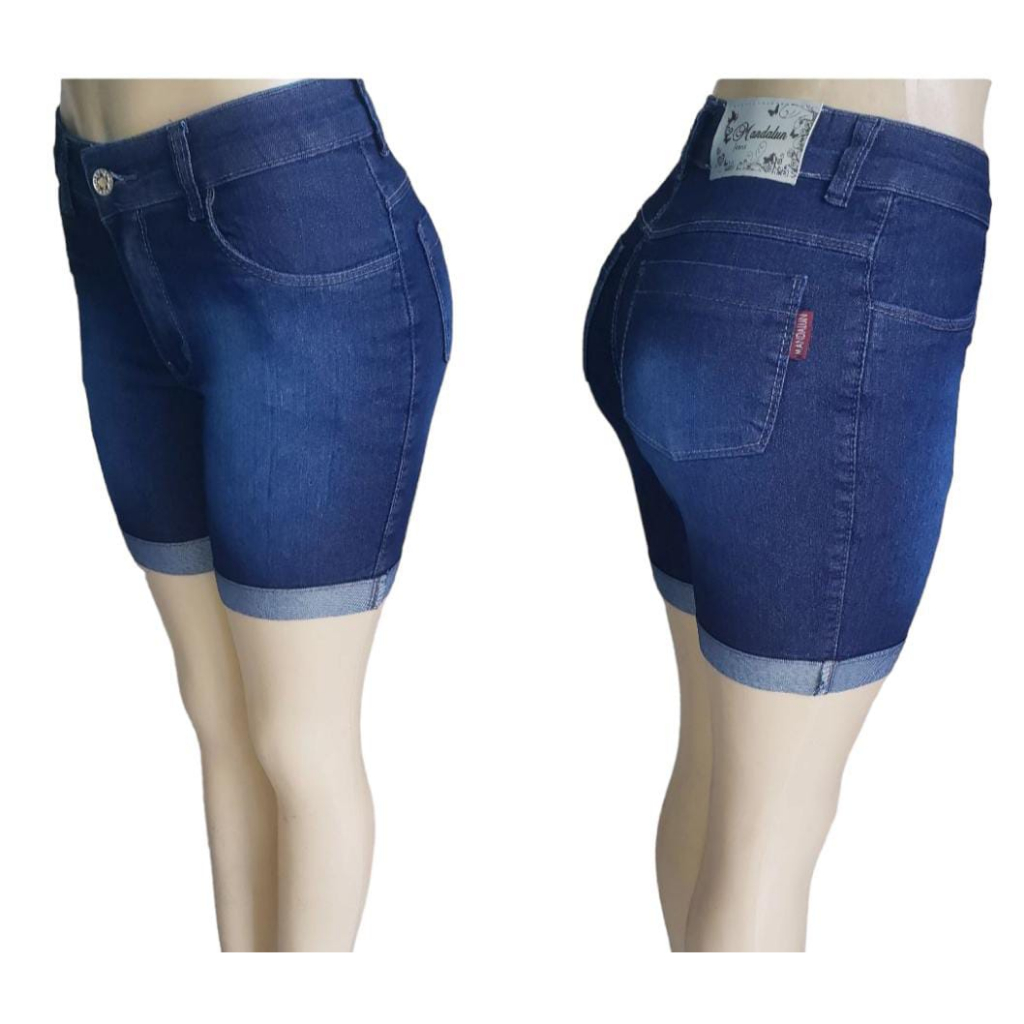 Bermuda jeans feminina cintura alta meia coxa plus size