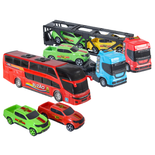 Caminhão Carreta Cegonheira Cegonha + 2 Carrinhos Brinquedo Infantil  Meninos Promoção - Escorrega o Preço