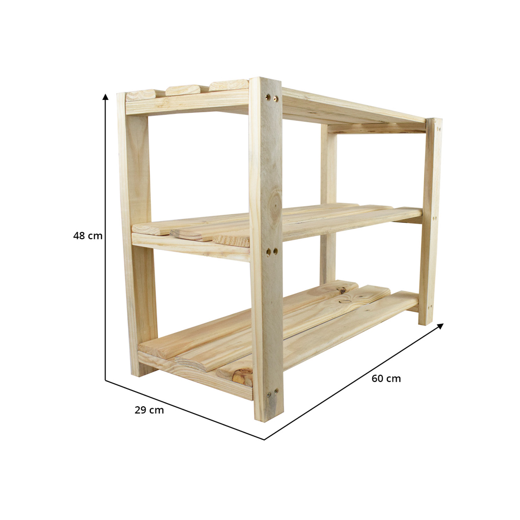 Sapateira De Pinus 3 Andares - Organize Seus Sapatos