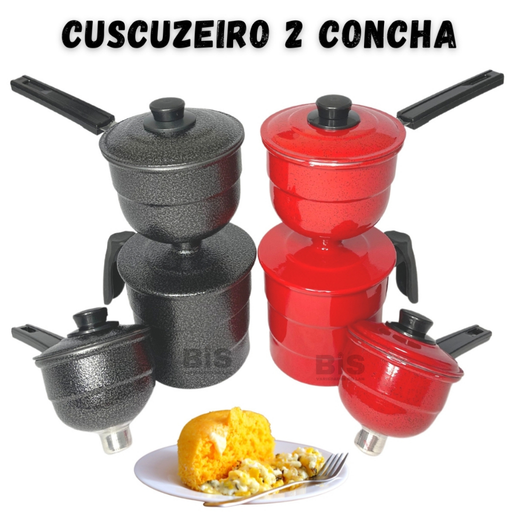 Cuscuzeira Individual Pequena Cuscuzeiro Nordestino Porção Única Com 2 Conchas Cuscuz Peitinho de Moça