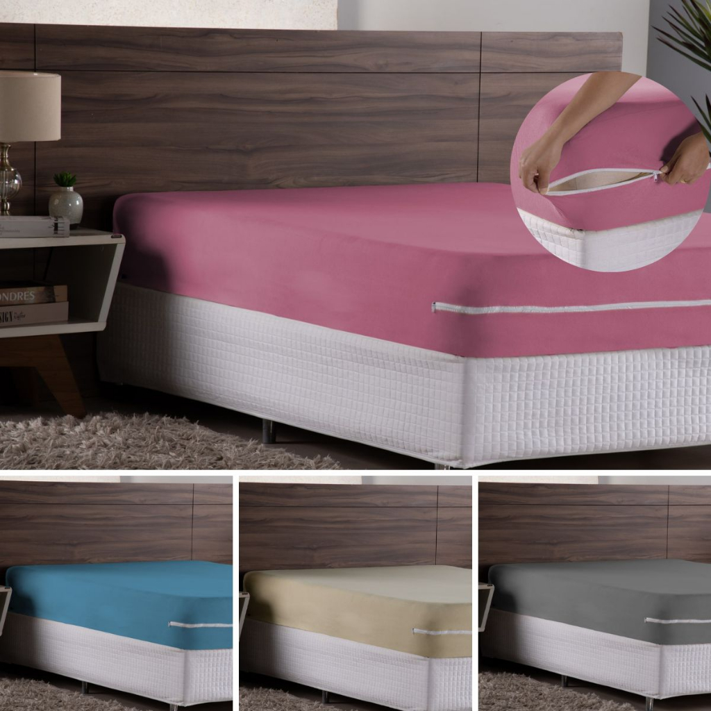 Capa Para Colchão Casal Cama Box Malha 100% Algodão C/ Zíper - Alta ...