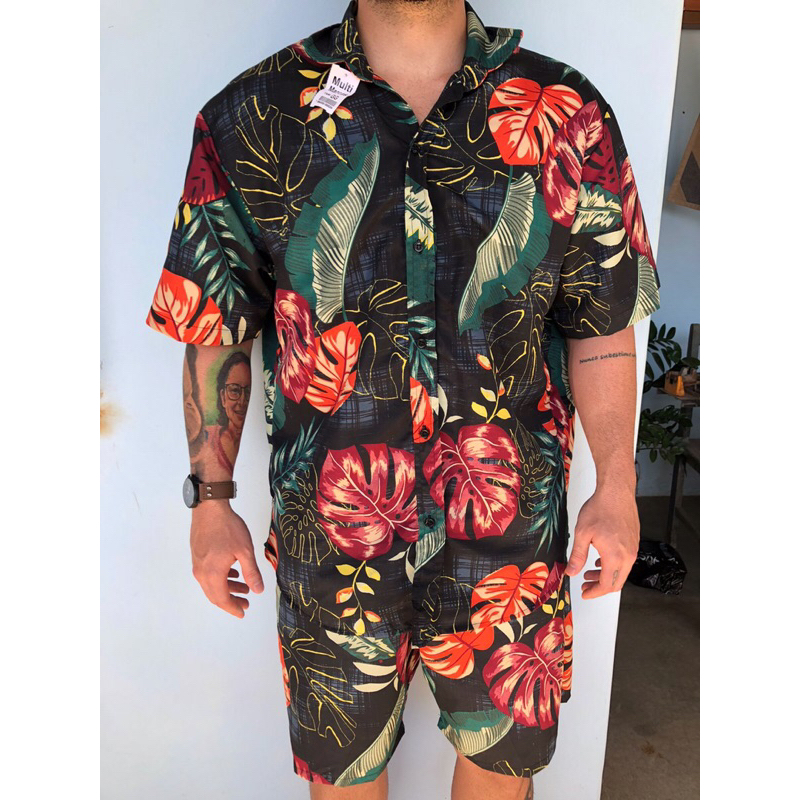 conjunto florido masculino floral | Shopee Brasil