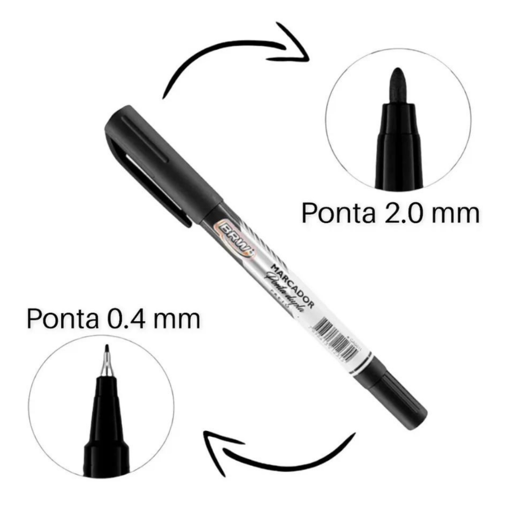 Caneta Marcador Ponta Dupla Multiuso CD/DVD - BRW