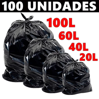 Saco de Lixo Resistente com 100 unidades (20/40/60/100 Litros)