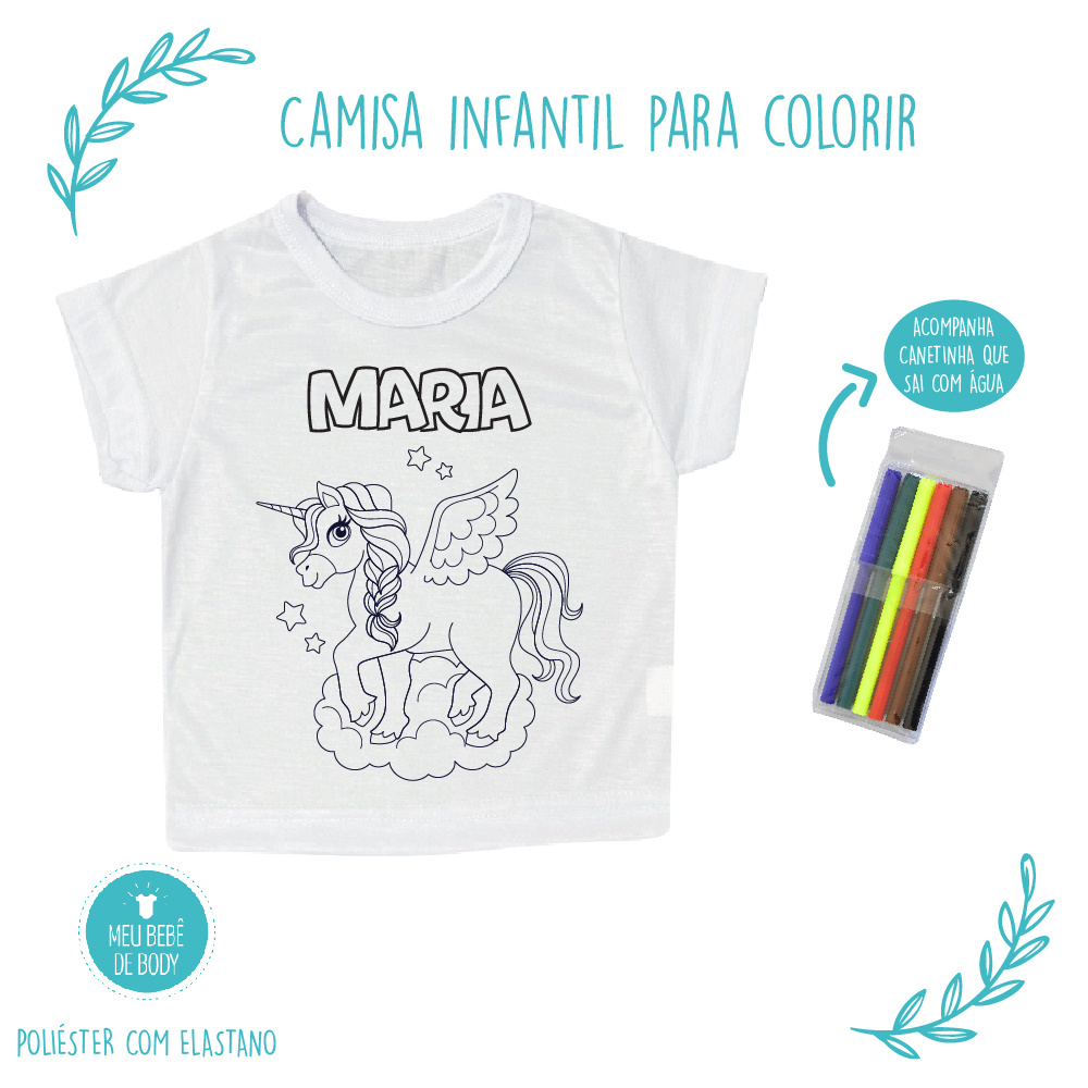 KIT CAMISETA PARA PINTAR - UNICÓRNIO