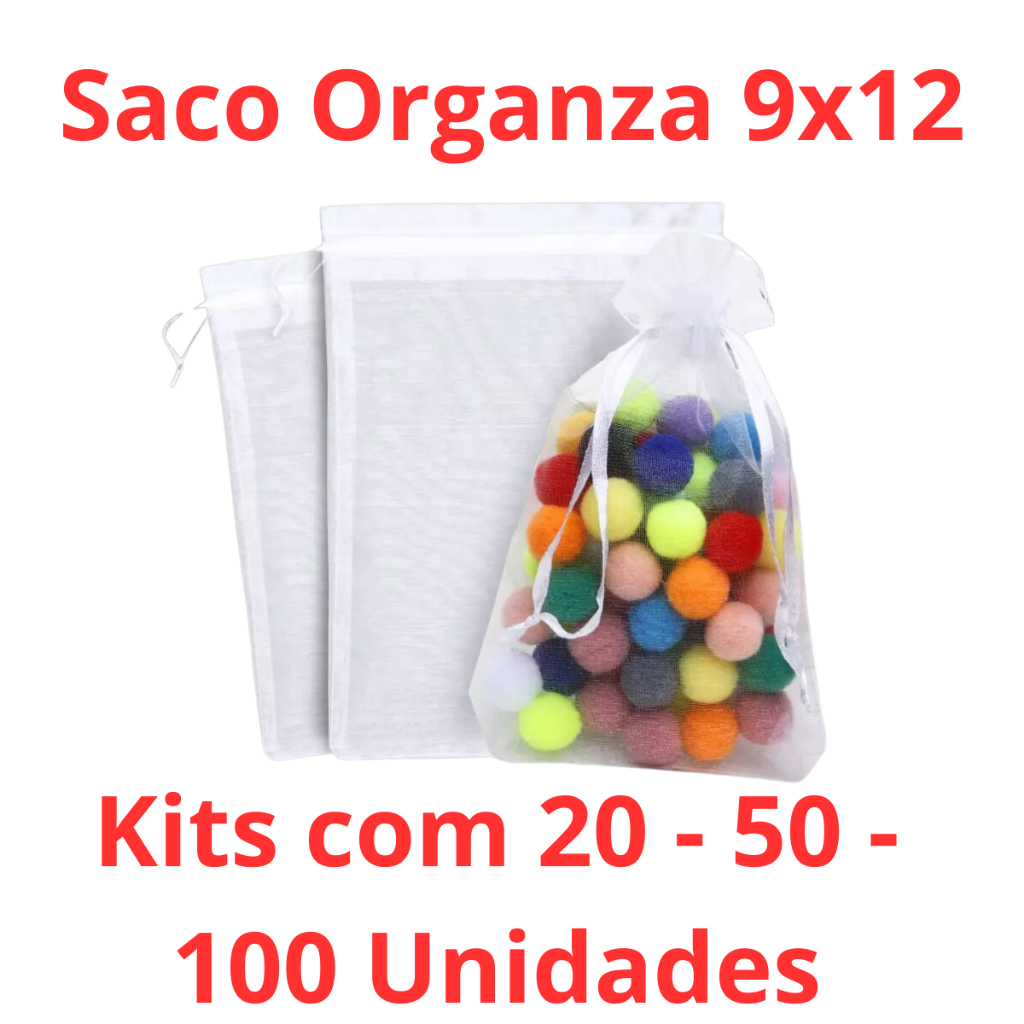 Saco de Organza 7x9 para Presentes e Lembranças - 20 / 50 / 100