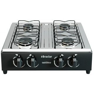 Fogão Cooktop De Mesa Portátil A Gás 4 Bocas Braslar Bivolt Preto