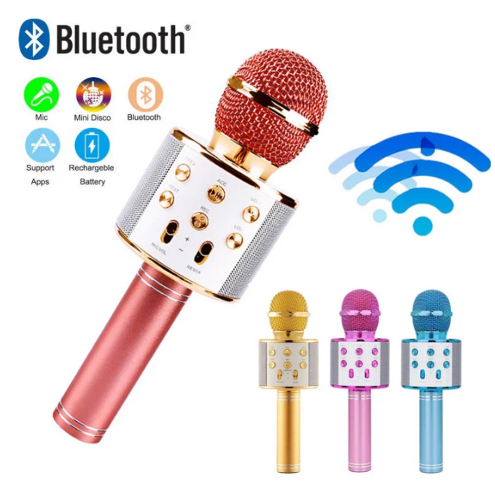 Microfone Bluetooth Sem Fio r Karaoke Reporter Cores Com