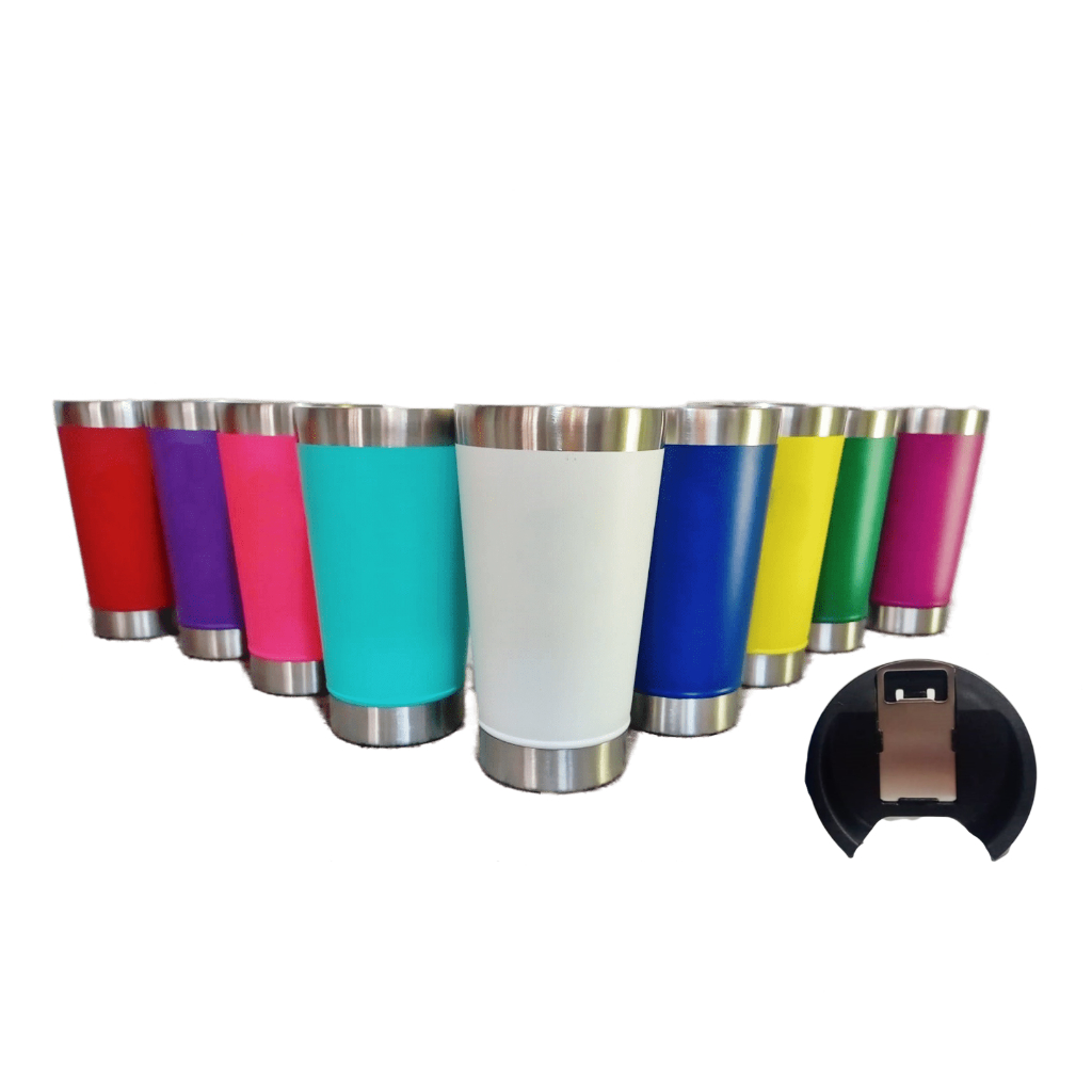 Copo Térmico 473ml com tampa e abridor de garrafa conserva quente e frio com Logo