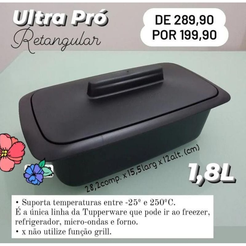 Ultra Pro retangular 1,8 litros importada Tupperware | Shopee Brasil