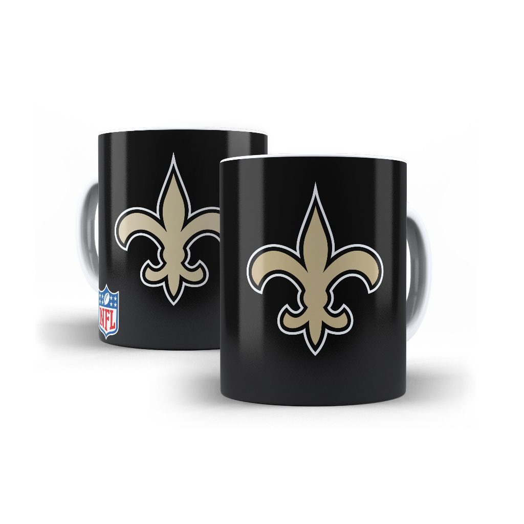 Caneca Branca Porcelana New Orleans Saints 325ml 1 Unidade + Caixinha Mod.01