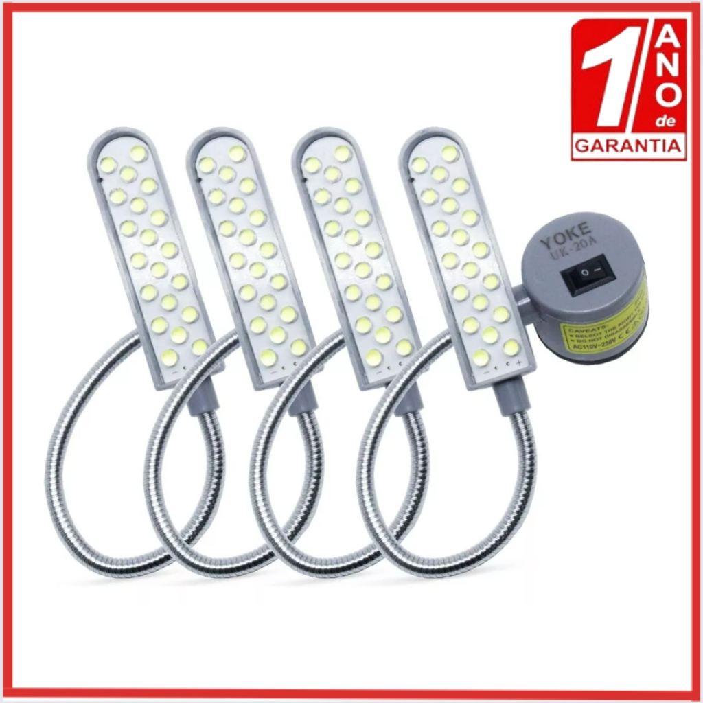 4 Luminária 20 Led Lâmpada Maquina Costura Tomada - Bivolt
