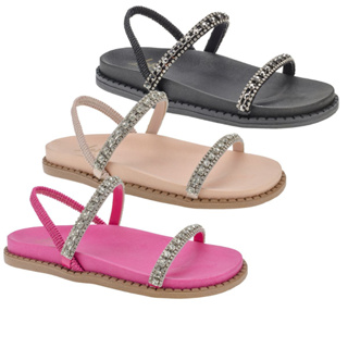 Sandália Feminina Papete com Pedraria Birken Colorida Brilho 040