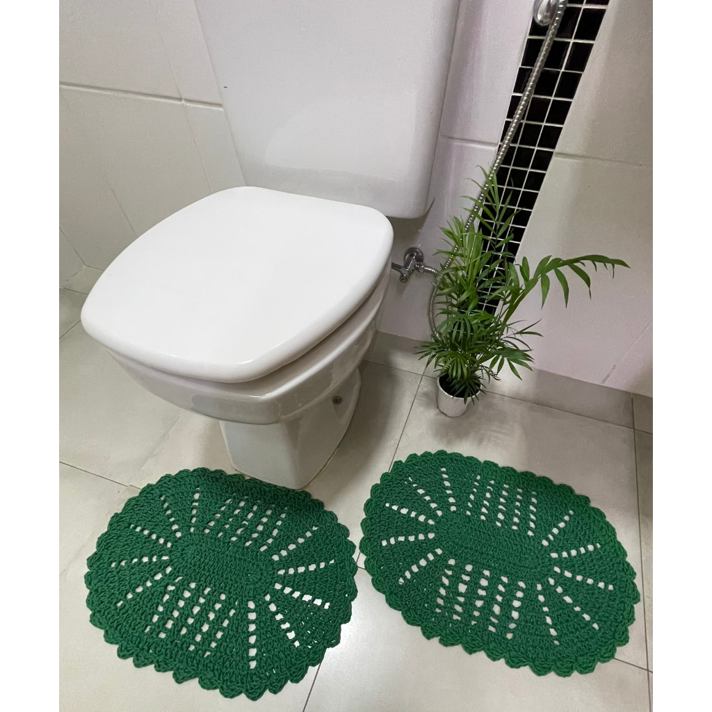 Jogo de Tapete de Crochê 2 Peças Oval - 50cm x 40cm | Shopee Brasil
