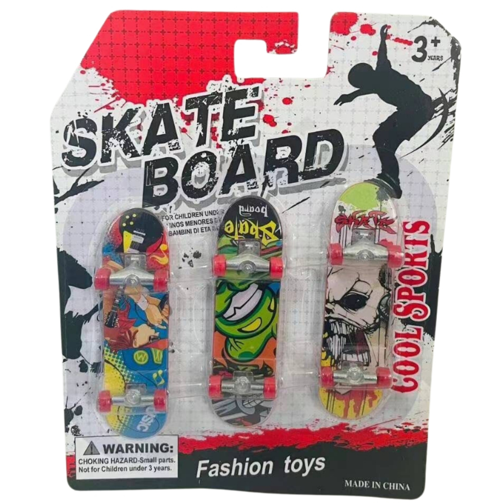 Skate de Dedo Brinquedo Profissional 3 Pçs de Mini Skate de Dedo Estampas Variadas