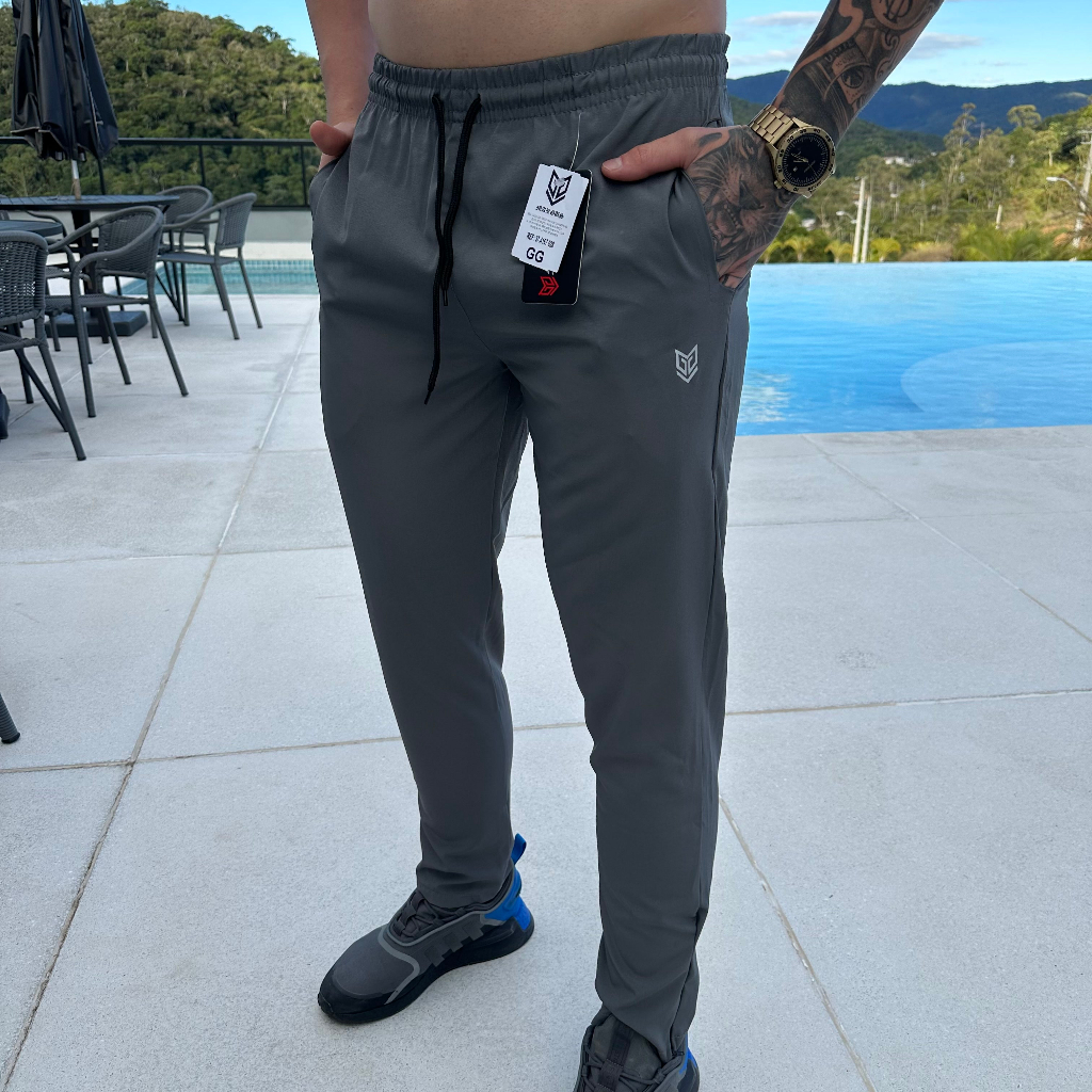 Calça Elastano Masculina para Corrida, Caminhada e Musculação com Logo Refletiva Margus