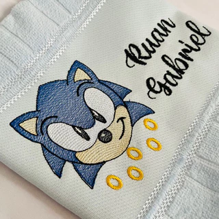 Toalha Personalizada Bordada Personagem Sonic