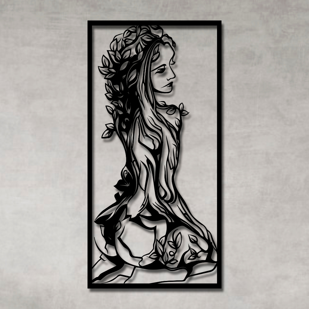 Quadro Decorativo Vazado Mulher Natureza Escultura De Parede Mdf Preto Shopee Brasil 3697