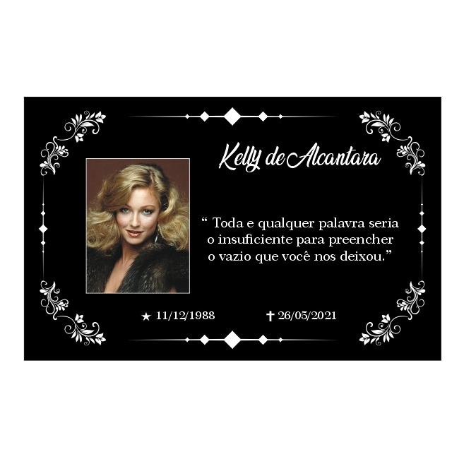 Placa Túmulo / Lápide / Homenagem - Gravação Colorida tamanho 20x29Cm