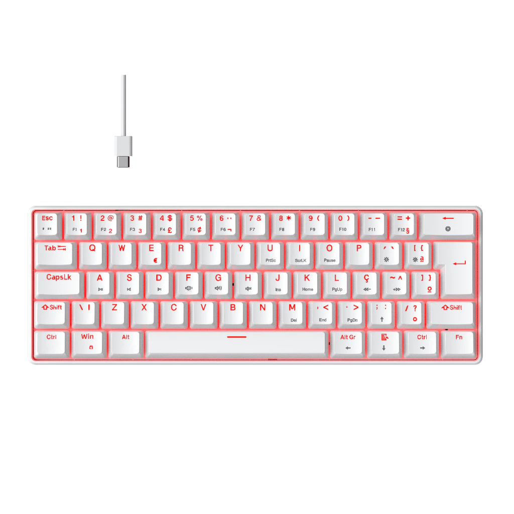 Teclado Mecânico Gamer Hyrax, 60%, Thunder, Switch Huano, Led Vermelho - ABNT2