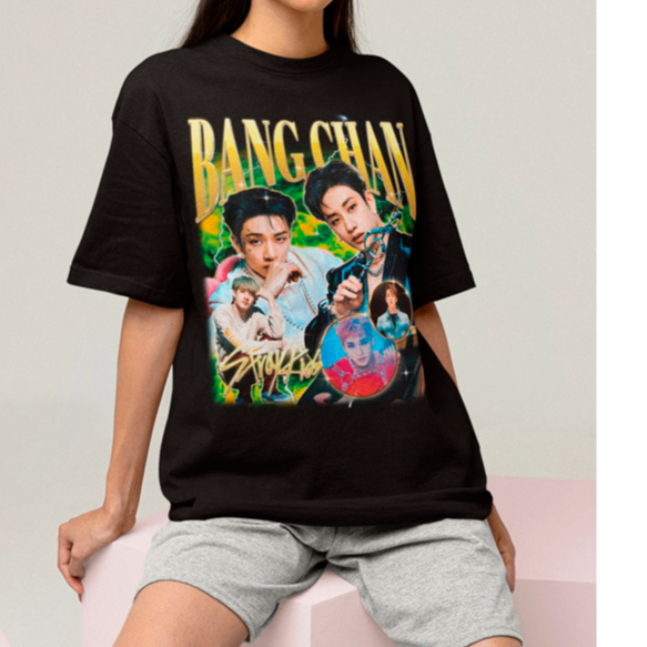 Camiseta T-shirt Unissex Algodão Stray Kids Bangchan Retro 90's
