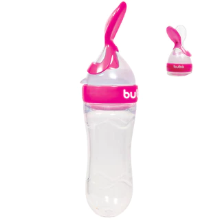 Colher Dosadora Bebê com Tampa Protetora em Silicone 6+m com Capacidade de 90mL para Papinha Buba