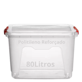 Caixa Organizadora Extra Grande Reforçada 80 Litros C/ Trava