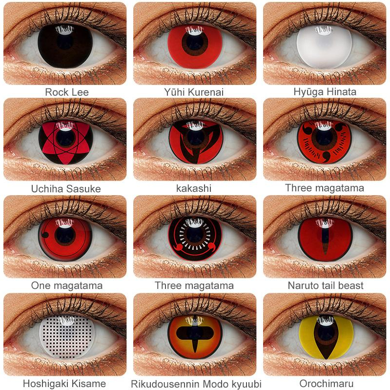 Lente de Contato Colorida Anime Naruto Cosplay Sharingan Halloween Anual - Pronta Entrega Brasil