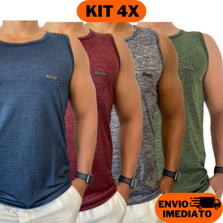 Kit 4 Camisetas Masculinas Regata Academia Camisa Dry Fit Malha Fria