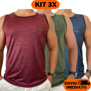 Kit 3 Camisas Masculinas Regata Academia Camiseta Dry Fit Malha Fria