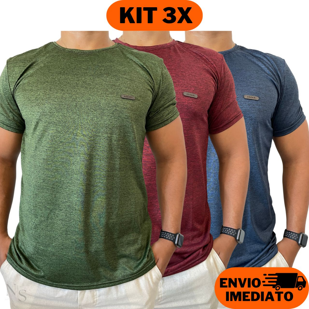 Kit 3 Camisetas Masculina Dry Fit Blusa Malha Fria Academia Treino