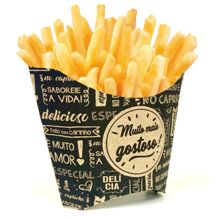 Caixa de papel para Batata Frita disponível em 3 Tamanhos P, M e G (50 Unidades).