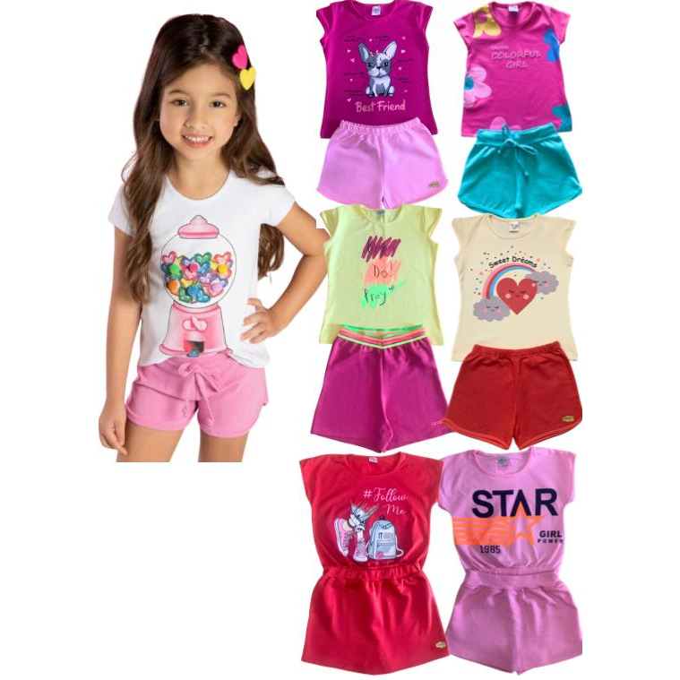 Kit Lote 6 Conjunto De Menina Roupa Infantil Feminino