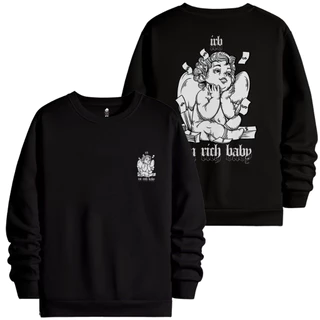 Moletom Gola Redonda Blusa De Frio Casaco Anjo Money Streetwear Cartton Style I'm Rich Baby