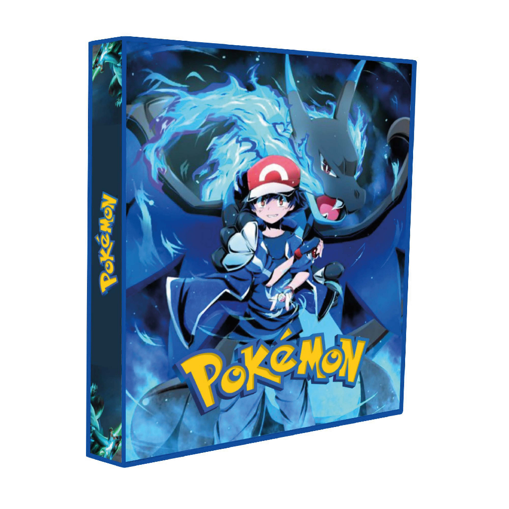 Álbum Pasta Fichário Pokémon Ash e Mega Charizard Capa Dura Reforçado ...