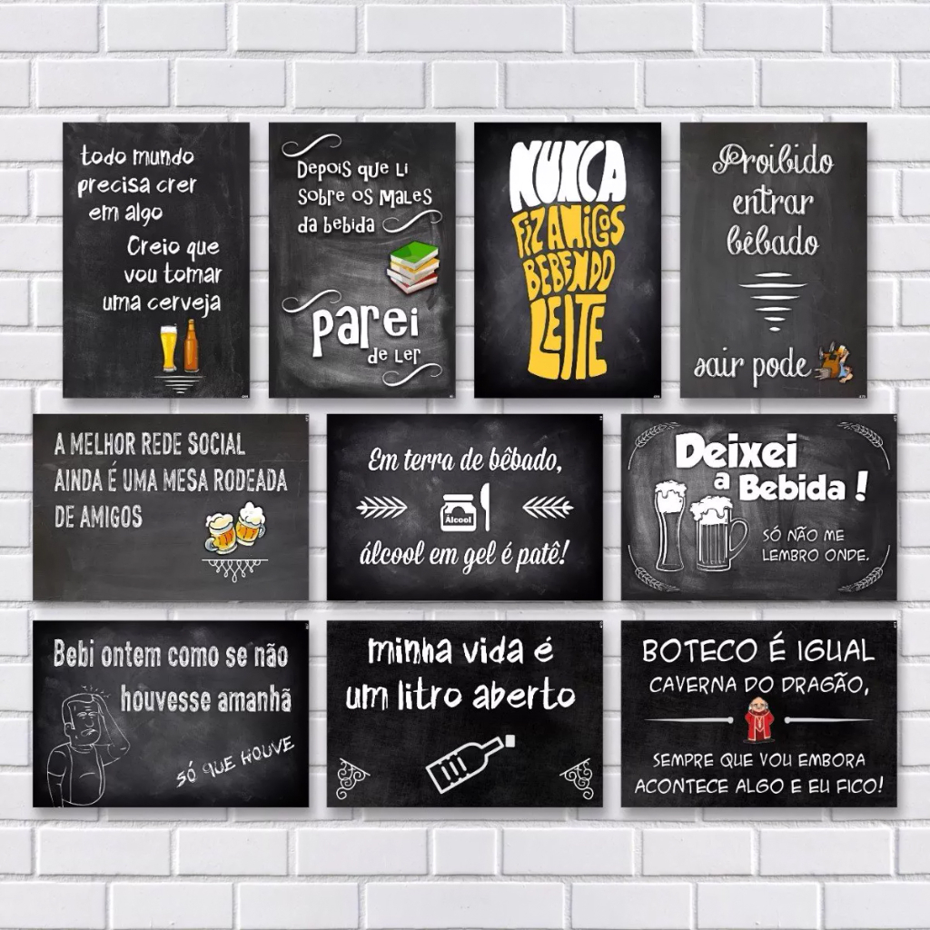 Kit 10 Placas Decorativas Frases Engraçadas De Boteco - Bar | Shopee Brasil