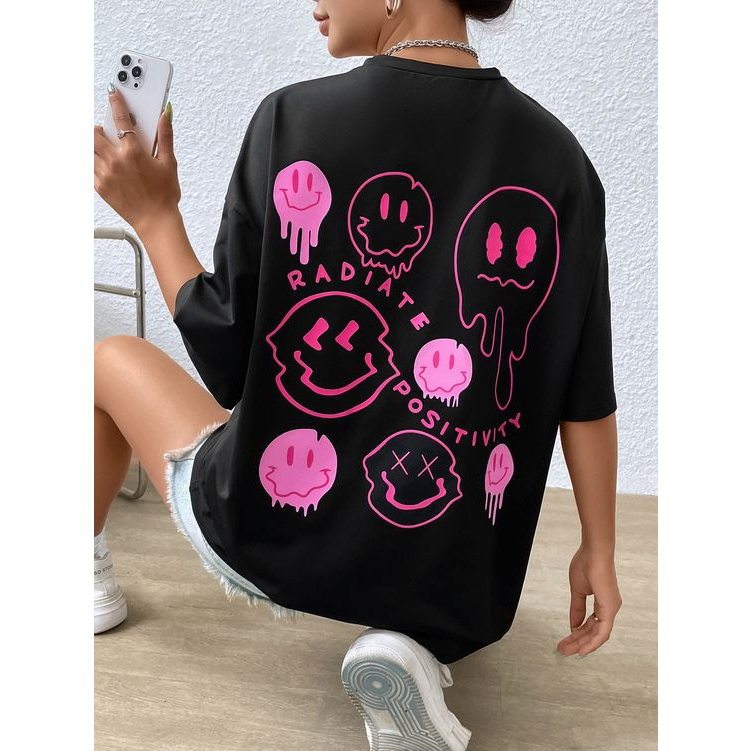 Camiseta Feminina Larga Coreana Anime Kawaii Punk Rock / Roupas